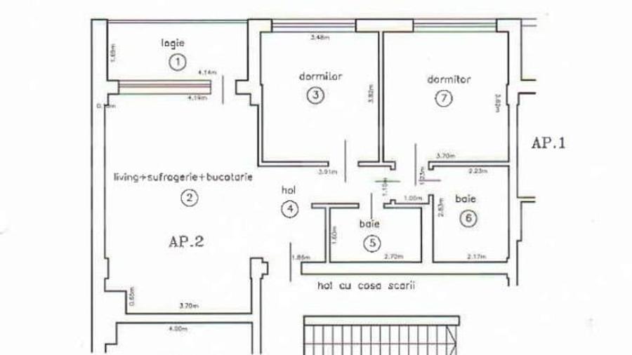 Apartament cu 3 camere decomandat, mobilat în Soarelui