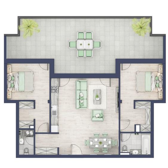 Penthouse 3 camere - Terasa 45 - Vedere munte ?i ora? -Turni?or - 5