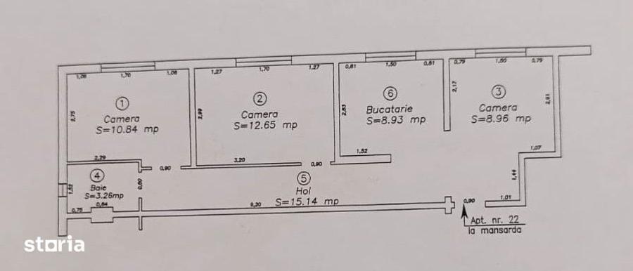 Apartament cu 3 camere decomandat în Est