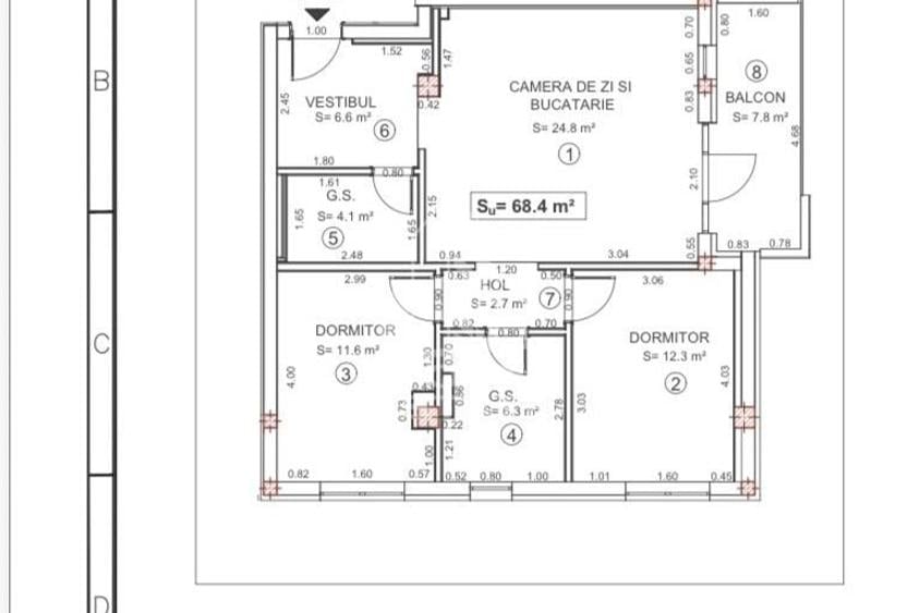 Apartament cu 3 camere semidecomandat în Torontalului