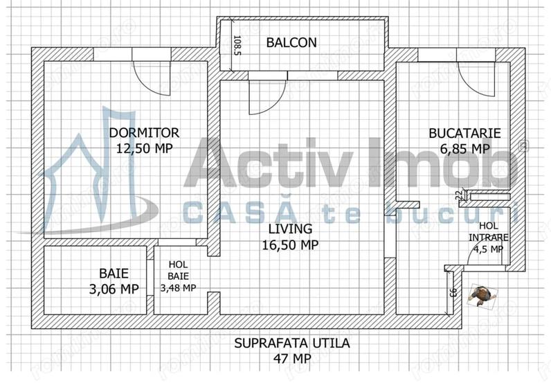 Apartament cu 2 camere decomandat, mobilat în Central