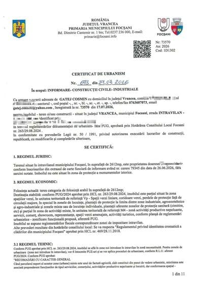 Teren de 2612 mp, în Central