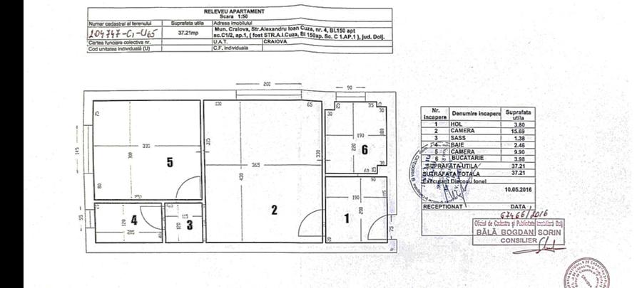 Apartament cu 2 camere semidecomandat în Central
