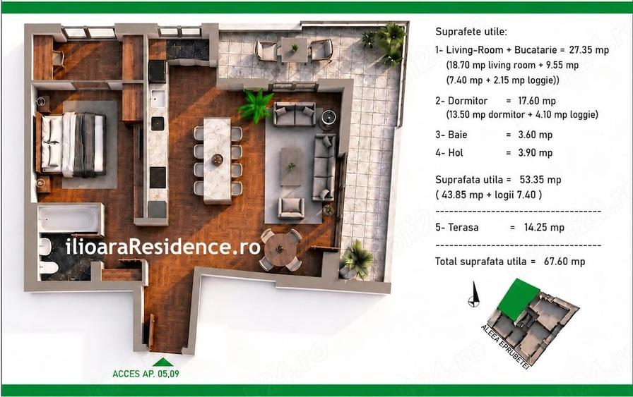Apartament cu 2 camere decomandat în Nicolae Grigorescu