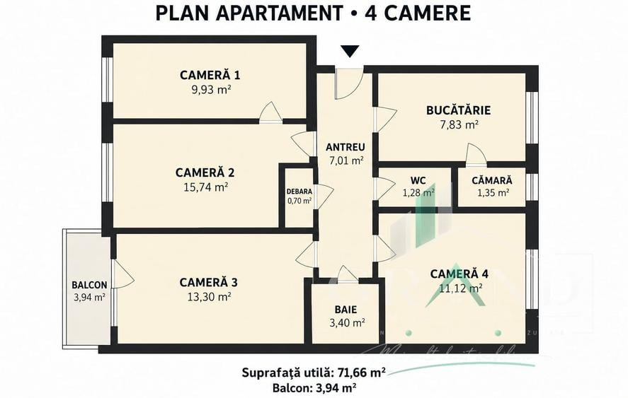 Apartament cu 4 camere semidecomandat, mobilat în Grigorescu
