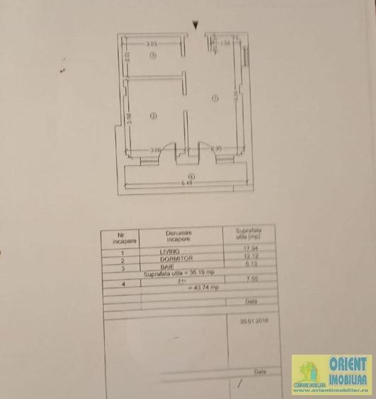 Apartament cu 2 camere nedecomandat în Nord