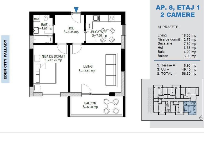 Apartament cu 2 camere în Titan — fotografia 1
