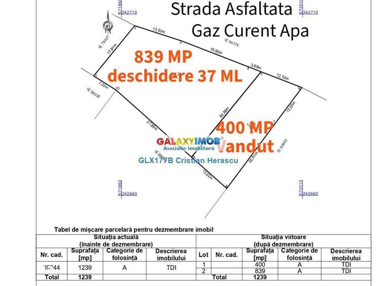 839 mp 37 ml deschidere Certificat Urbanism Utilitati Asfalt - 7