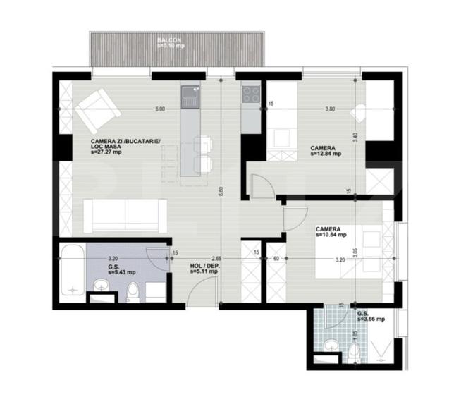 Apartament cu 3 camere semidecomandat în Mărăști — fotografia 1