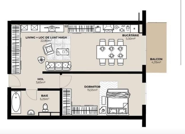 Apartament cu 2 camere semidecomandat în Mărăști