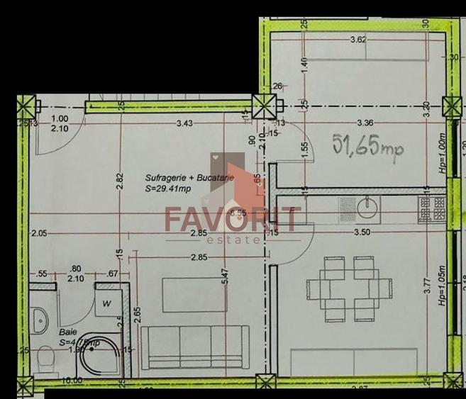Apartament cu 2 camere, mobilat în Buziașului