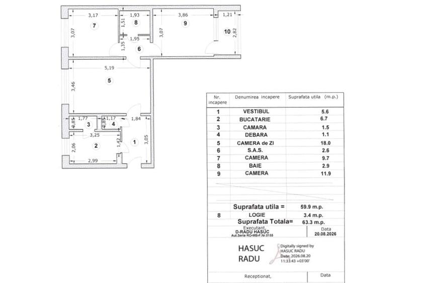 Apartament cu 3 camere semidecomandat în Titan