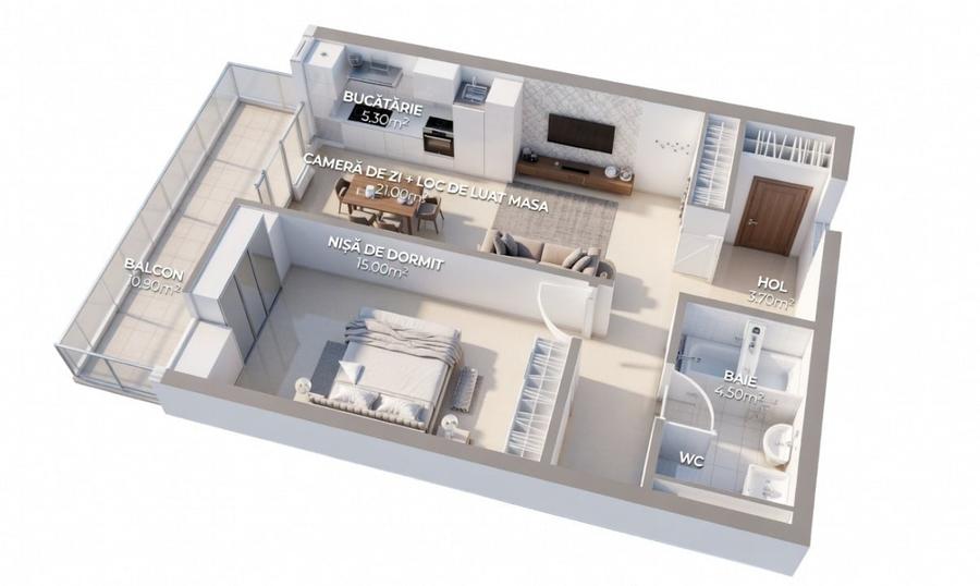 OPORTUNITATE! Ansamblu NZEB! 2 Camere si balcon, Dambul-Rotund - 1