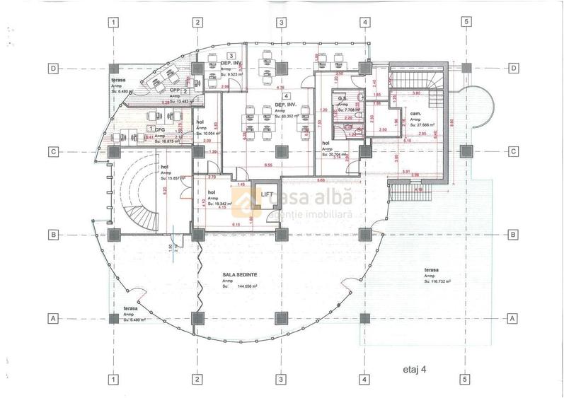 Semicentral - spatiu de birouri complet amenajat, etajele 3 & 4 - 7