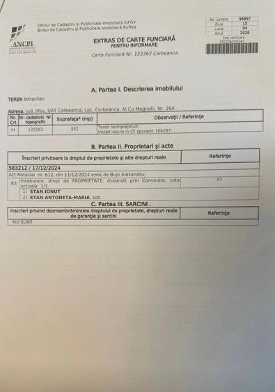 Teren de 550 mp, în Ostratu