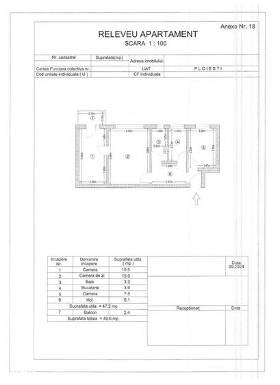 Apartament cu 3 camere în Nord