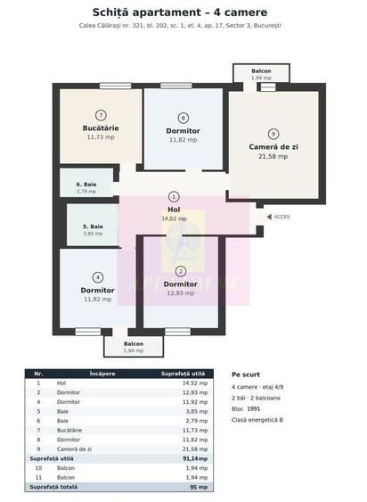 Apartament cu 4 camere decomandat în Decebal