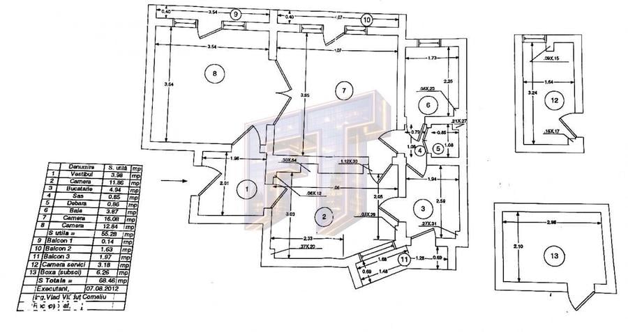 Apartament cu 3 camere în Centrul Istoric