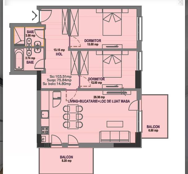 Apartament cu 3 camere semidecomandat în Bucureștii Noi