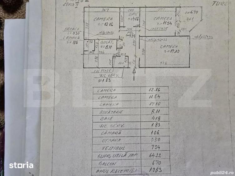 Apartament cu 3 camere în Central