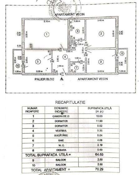 Apartament cu 3 camere decomandat în Dristor