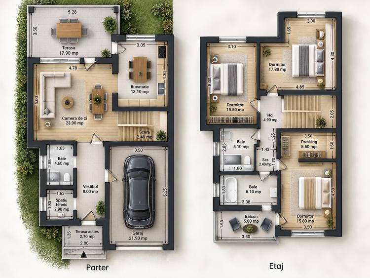 Duplex cu 4 camere cu Teren 302 Mp în Chișoda