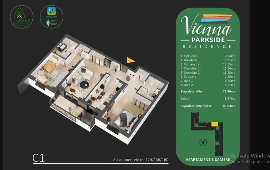 Apartament cu 3 camere decomandat în Metalurgiei