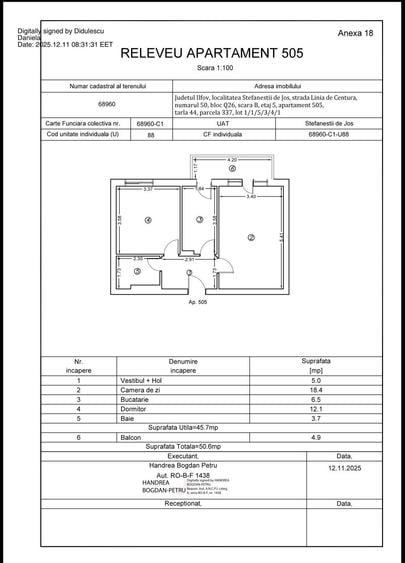 Apartament cu 2 camere decomandat în Ștefăneștii de Jos
