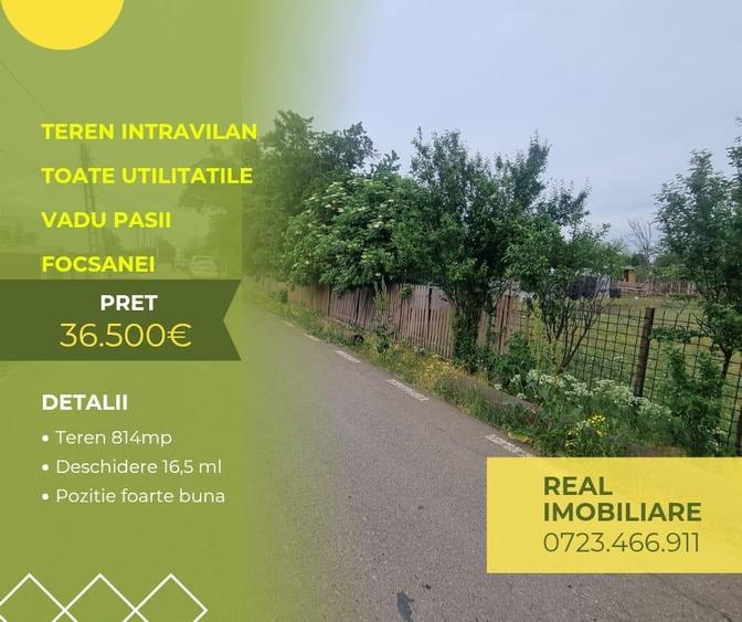 Teren agricol intravilan de 814 mp, în Vadu Pașii