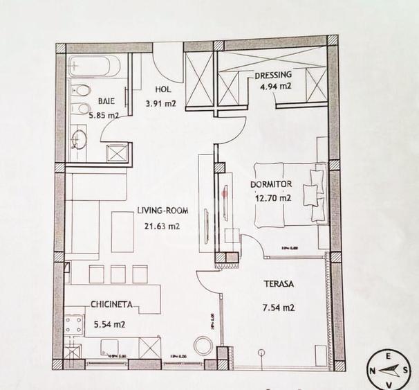 Apartament cu 2 camere decomandat, mobilat în Tractorul