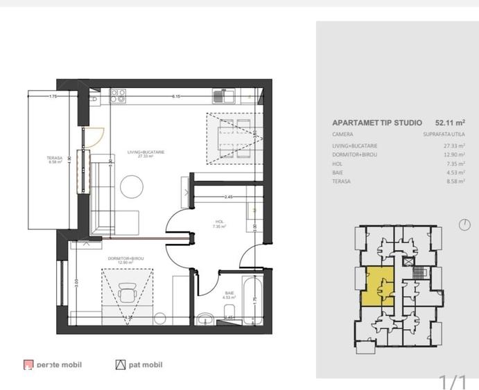 Apartament cu 2 camere decomandat în Bartolomeu