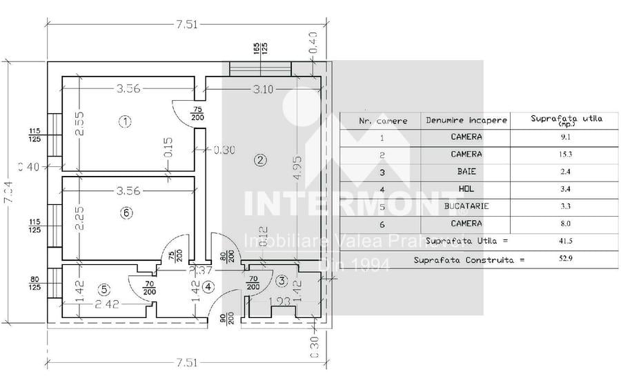 Apartament cu 3 camere în Central