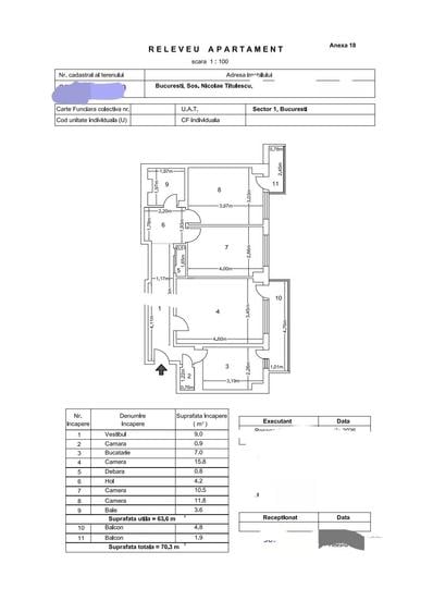 Apartament cu 3 camere decomandat în Titulescu