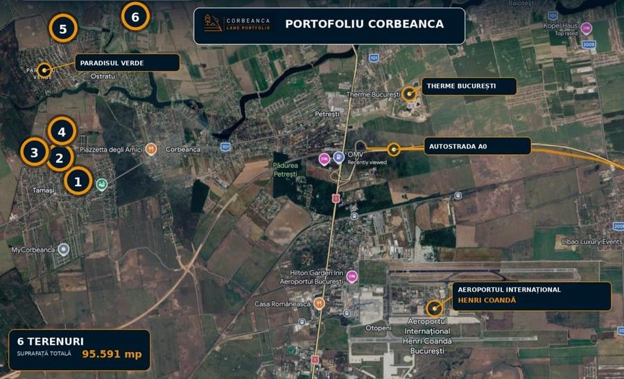 Teren Construcții intravilan de 95591 mp, în Corbeanca