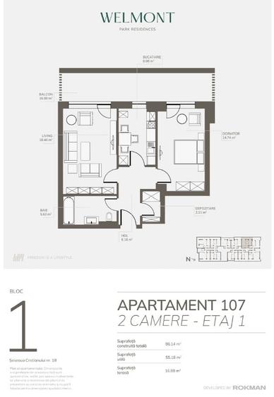 Apartament cu 2 camere decomandat în Bartolomeu