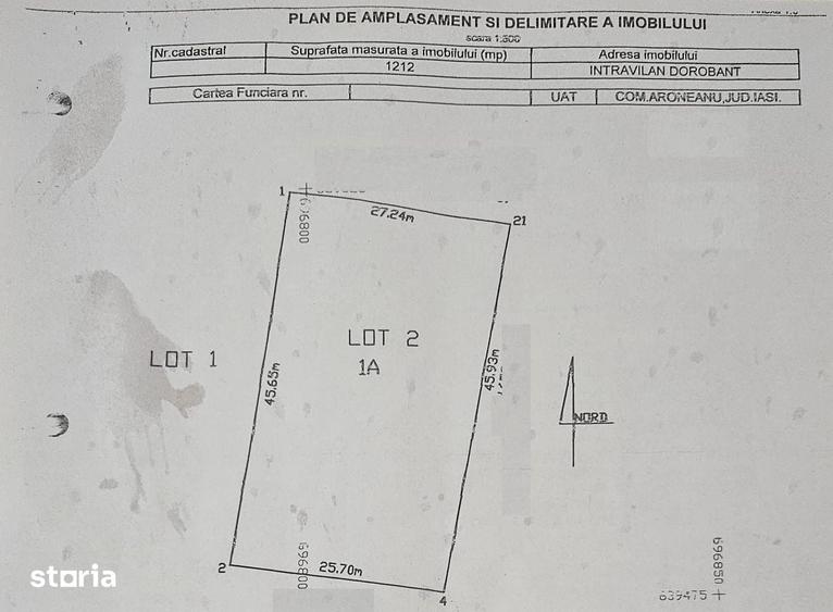 Teren de 1212 mp, în Aroneanu