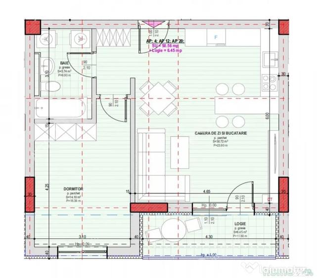 Apartament cu 2 camere decomandat în Central