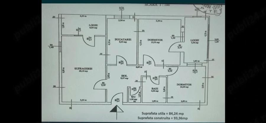Apartament cu 3 camere decomandat în Central