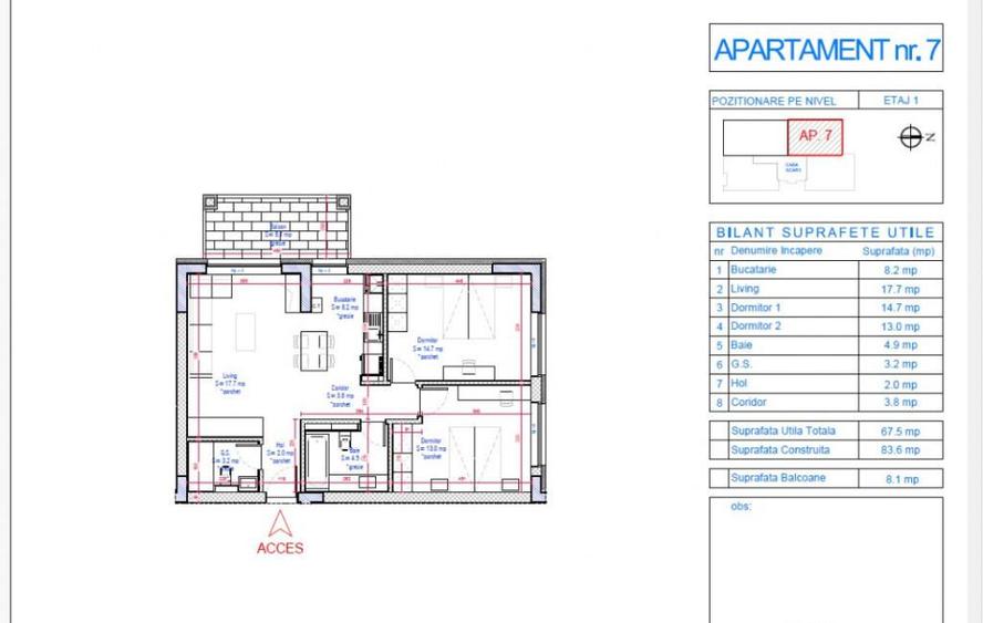 Apartament de vanzare 3 camere -imobil nou- zona Calarasi- S - 7