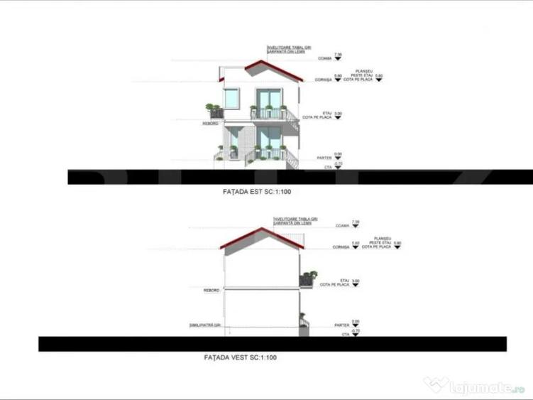 Casa la rosu, cu 4 camere, 145 mp utili, 356 mp teren, zona - 7