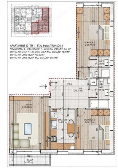 3 Camere Ideal Familie -Bloc Intim - 1