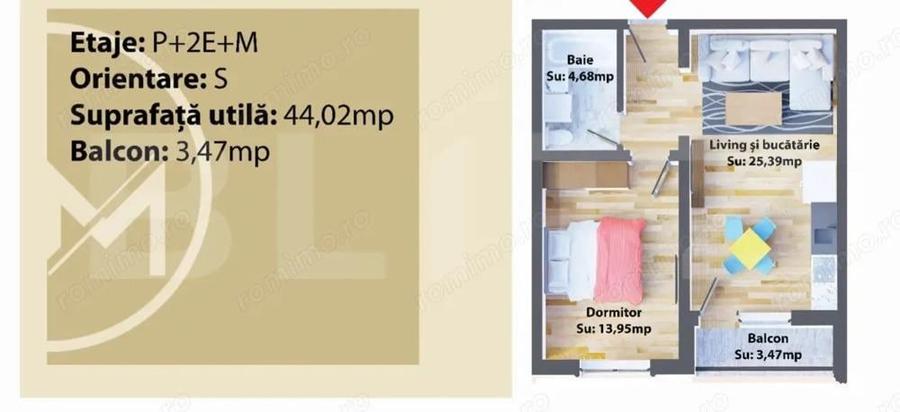 Apartament 2 camere, 44,02 mp, nou, Zona Ipotesti - 1