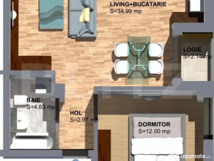 Apartament 2 camere, 55 mp, zona Torontalului - 1