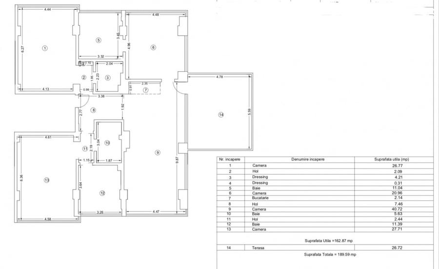 Apartament cu 4 camere decomandat, mobilat în Nord