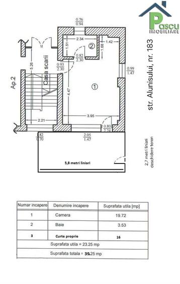 Garsoniera Brancoveanu, Alunisului, parter, curte proprie, bloc 2015 - 2