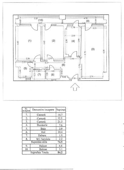 Vanzare apartament 3 camere, bd. Unirii, an 2000, 1/7