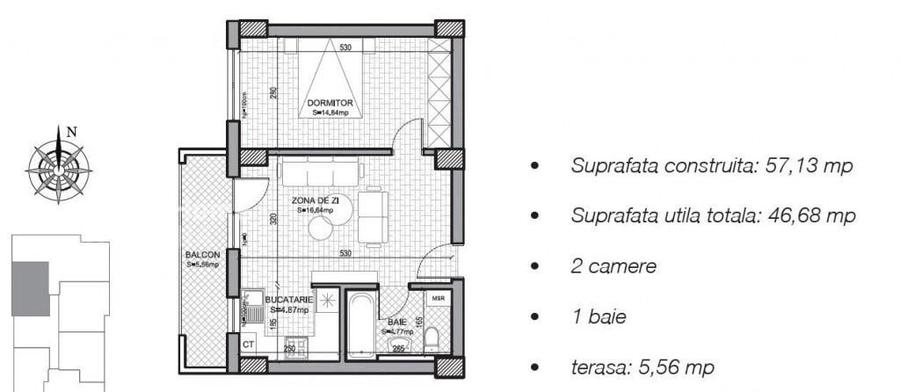 Apartament 2 camere 46 mp | Baneasa | Bloc nou | Mobilat si - 7