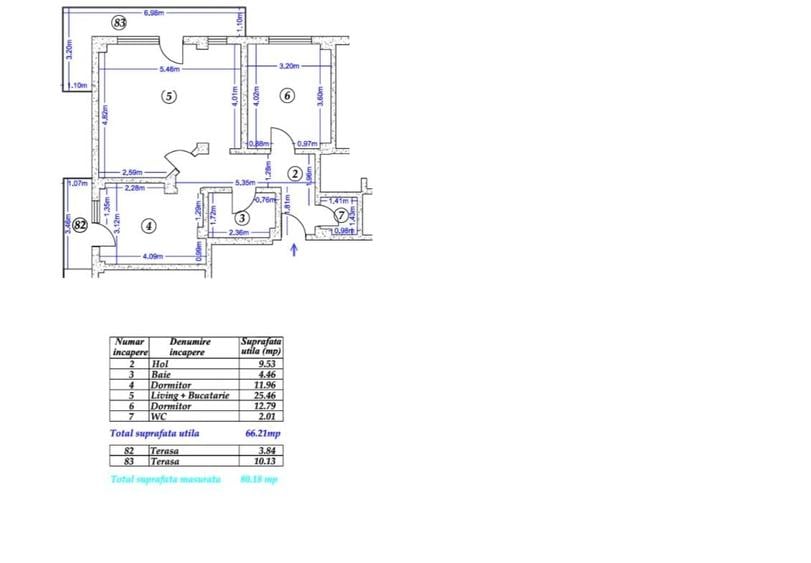 Apartament cu 3 camere în Fundeni