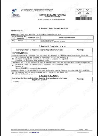 Teren de 5775 mp, în Gaiu Mic