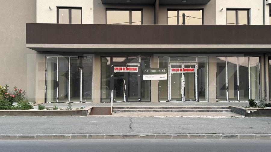 Spatiu comercial parter bloc nou, 109 mp open space, vitrina, terasa, Brestei - 1